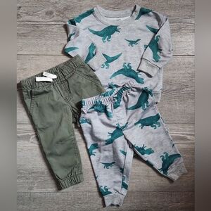 Gray and Green Dinosaur Jogger Set Size 12mos